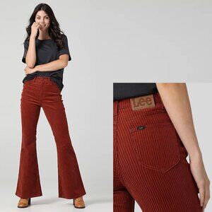 NWT New Lee Corduroy High-Rise Flare Sweet Maple Jeans Size 34